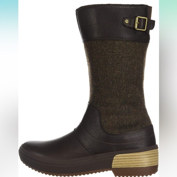MERRELL Waterproof Haven Bluff Polar Zip Winter Boot Leather Wool Tweed Shoe 7 - Picture 12 of 12